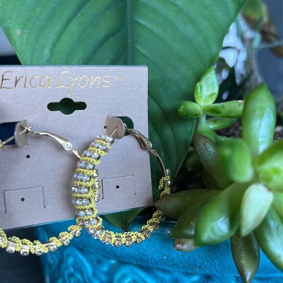 Yellow Chain Wrapped Hoops Erica Lyons Earrings $16ea / 3 for $25 - Picture 8 of 9